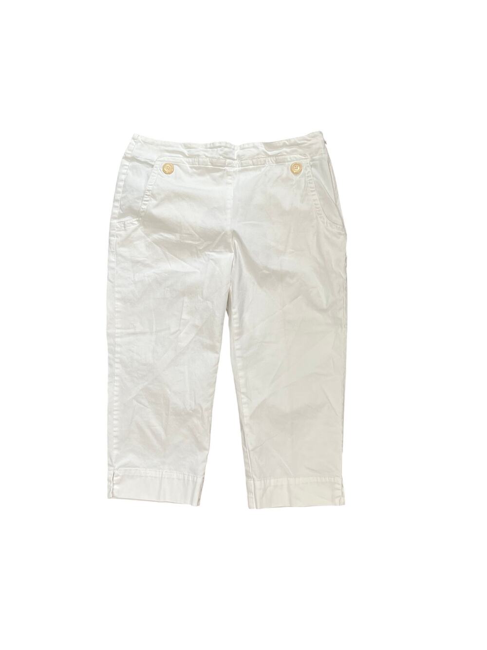Talbots Petites White Cropped Pants 8P Casual Stretch Cotton Capri